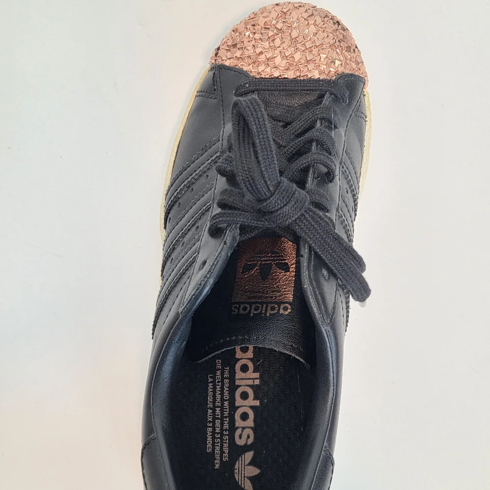 Rare Adidas Superstar 80s Black Gold Metal Toe Women’s Sz 7.5